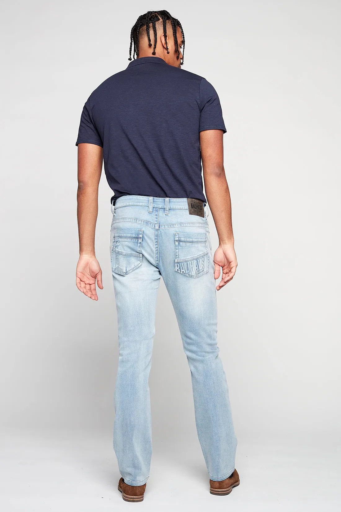 5 Pocket Bootcut Jeans - Blue Bleach