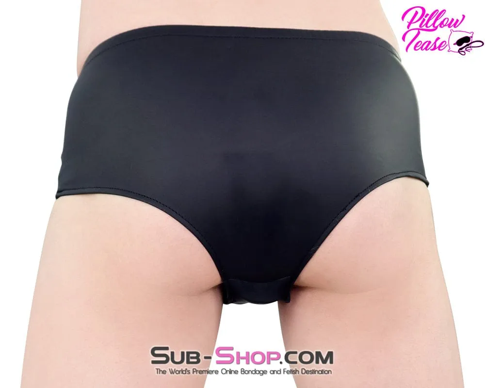 5723M      Leather Look 4 Way Stretch Silicone Butt Plug Panty