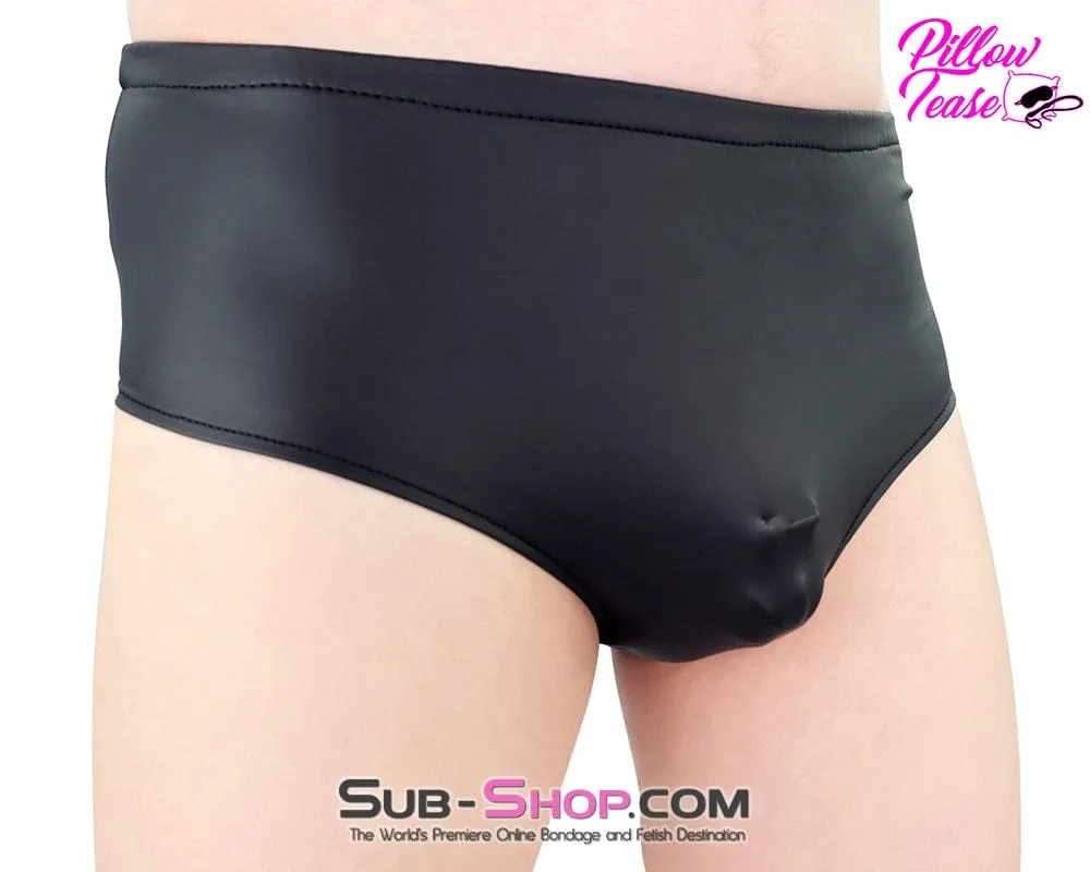 5723M      Leather Look 4 Way Stretch Silicone Butt Plug Panty