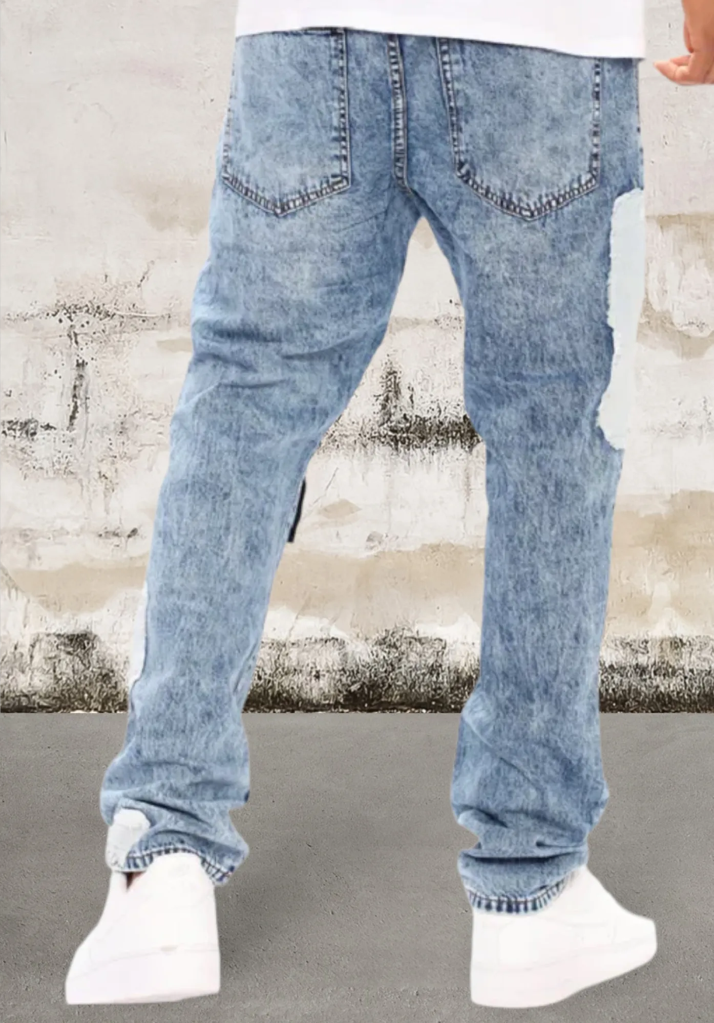 Mens Straight Leg Demin Patch Jeans