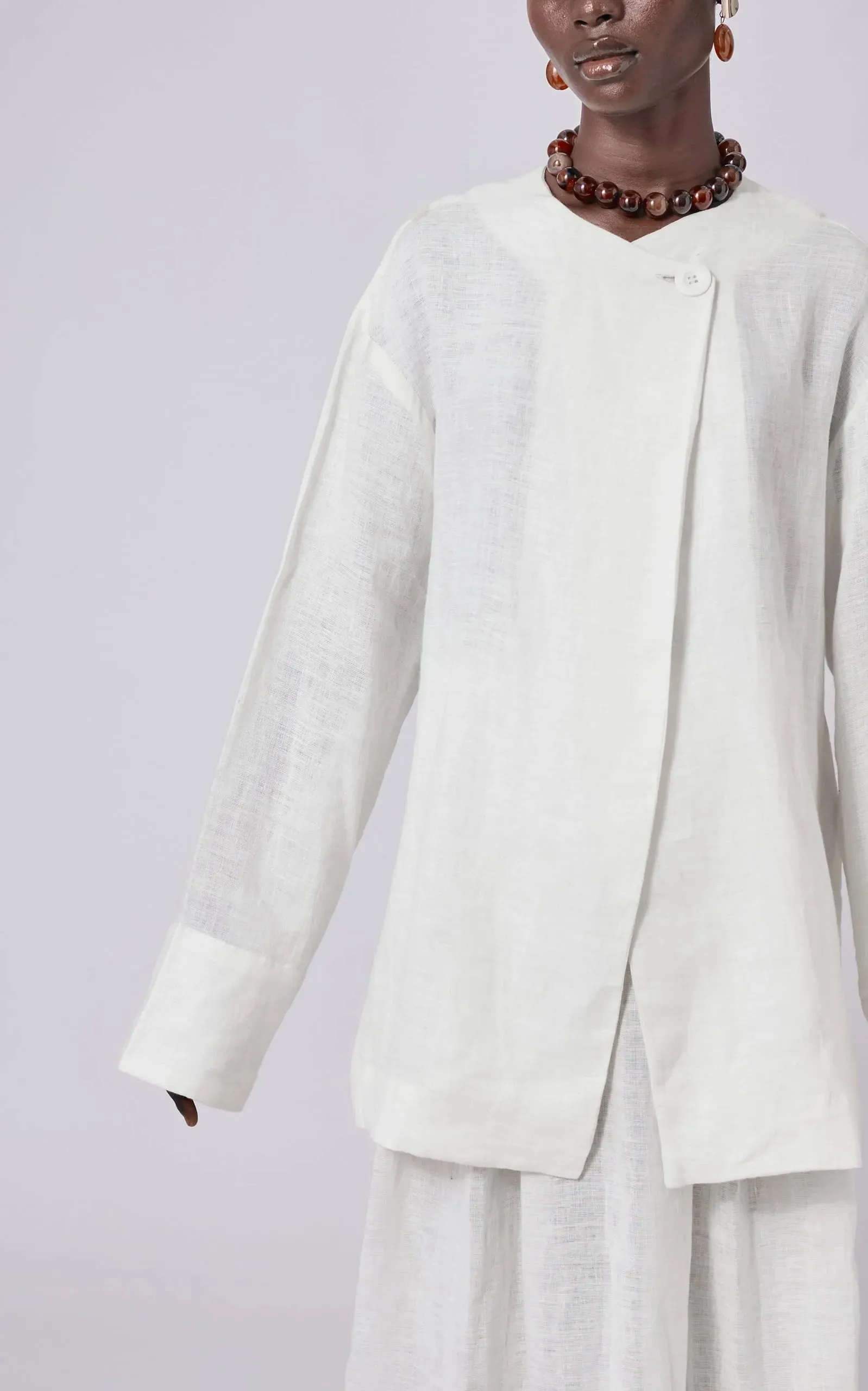 Abiola Olusola LIGHTWEIGHT OVERSIZED LINEN MOKO SHIRT