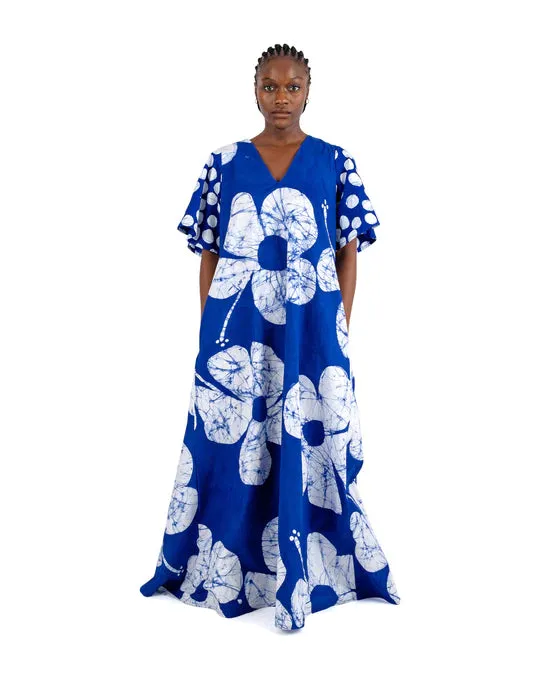 Adebisi Breezy Hibiscus Floral Maxi Dress