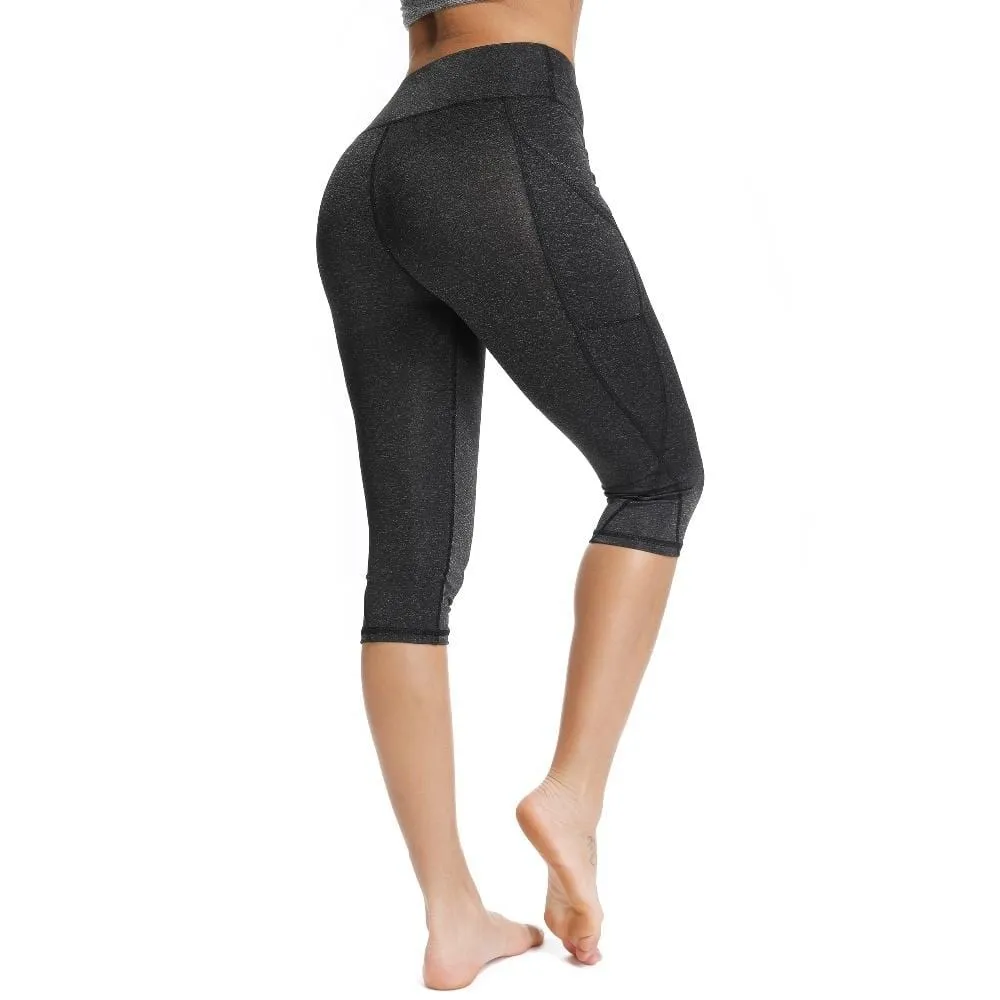 3/4 Yoga Pants women Calf-length Pants Capri Pant Sport leggings Women Fitness Yoga Gym High Waist Leggins Black Drop Shipping