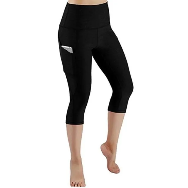 3/4 Yoga Pants women Calf-length Pants Capri Pant Sport leggings Women Fitness Yoga Gym High Waist Leggins Black Drop Shipping