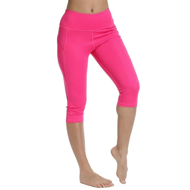 3/4 Yoga Pants women Calf-length Pants Capri Pant Sport leggings Women Fitness Yoga Gym High Waist Leggins Black Drop Shipping