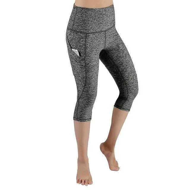 3/4 Yoga Pants women Calf-length Pants Capri Pant Sport leggings Women Fitness Yoga Gym High Waist Leggins Black Drop Shipping