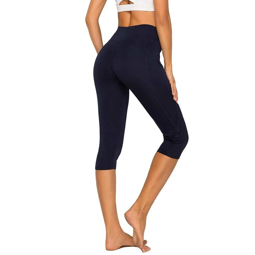 3/4 Yoga Pants women Calf-length Pants Capri Pant Sport leggings Women Fitness Yoga Gym High Waist Leggins Black Drop Shipping