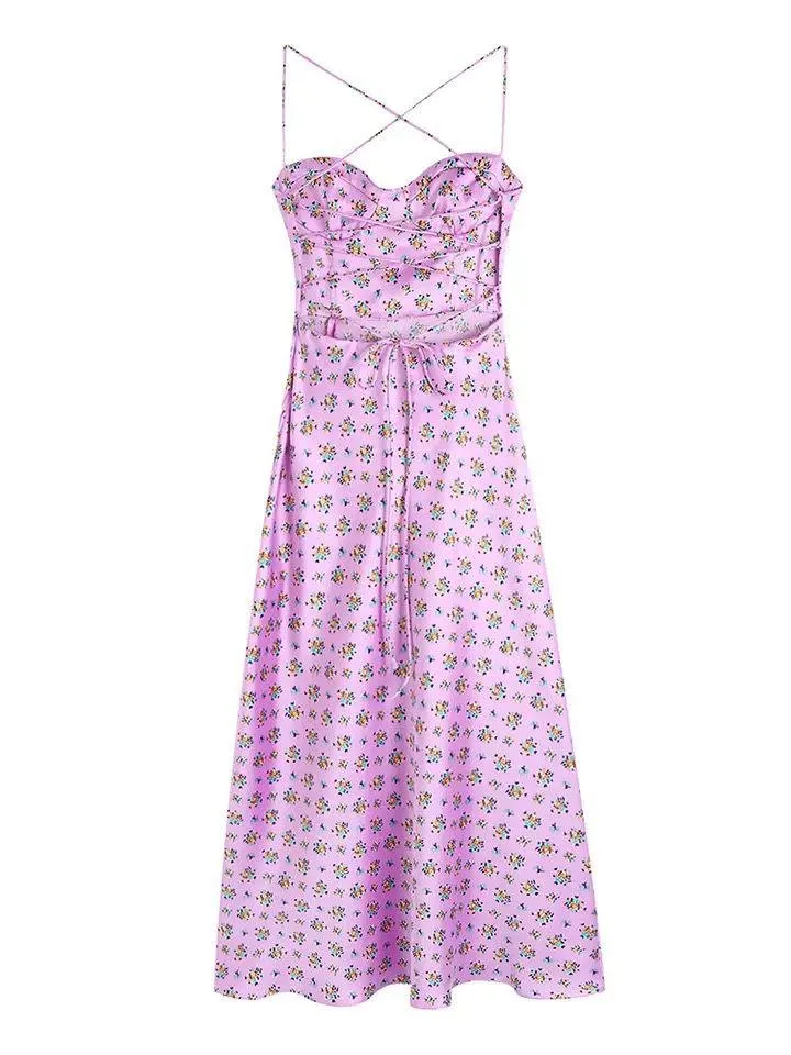 Agatha floral midi dress with slitinPink