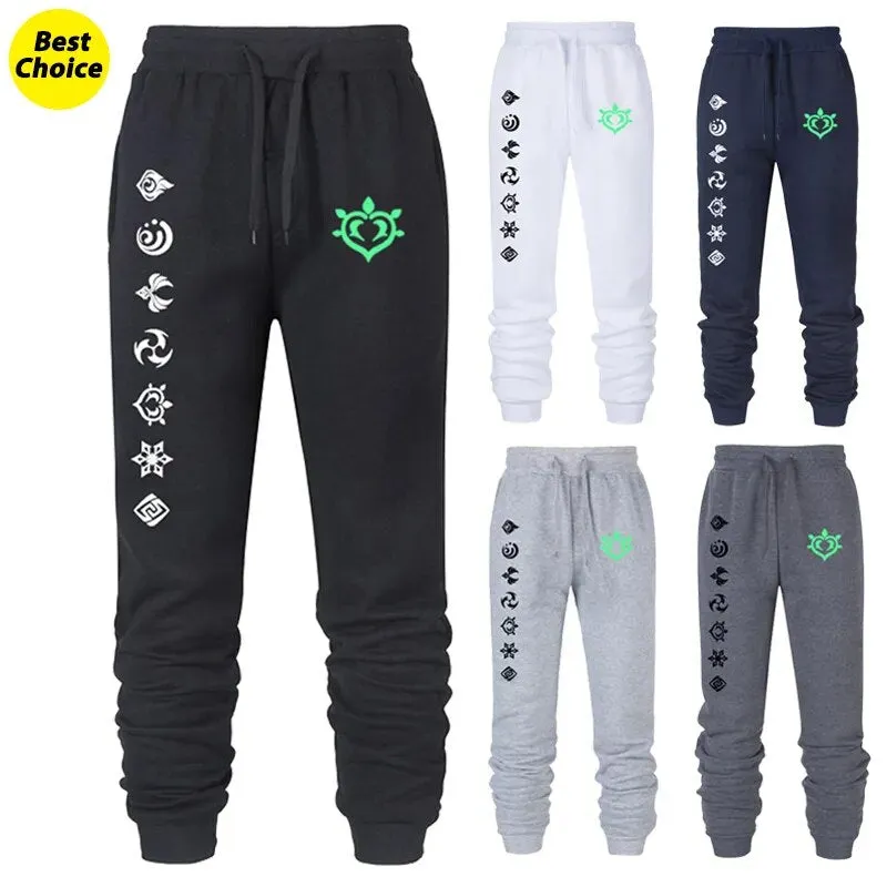 Game Genshin Impact Print Sweatpants for Men Women Warm Fleece Lined Pants Casual Trousers Athletic Running Joggers Sportswear (2)