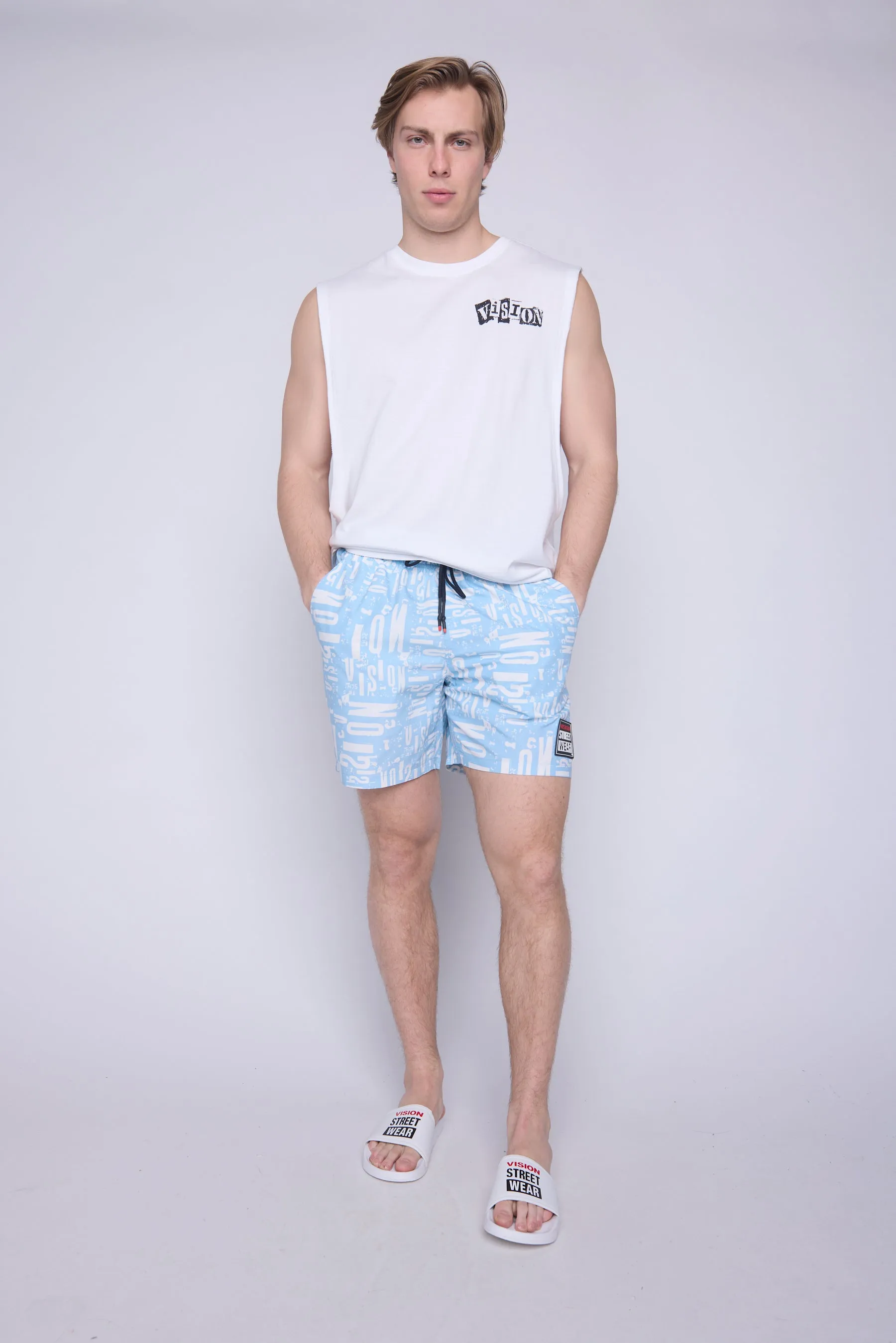 Aop Swim Shorts - Blue Cloud