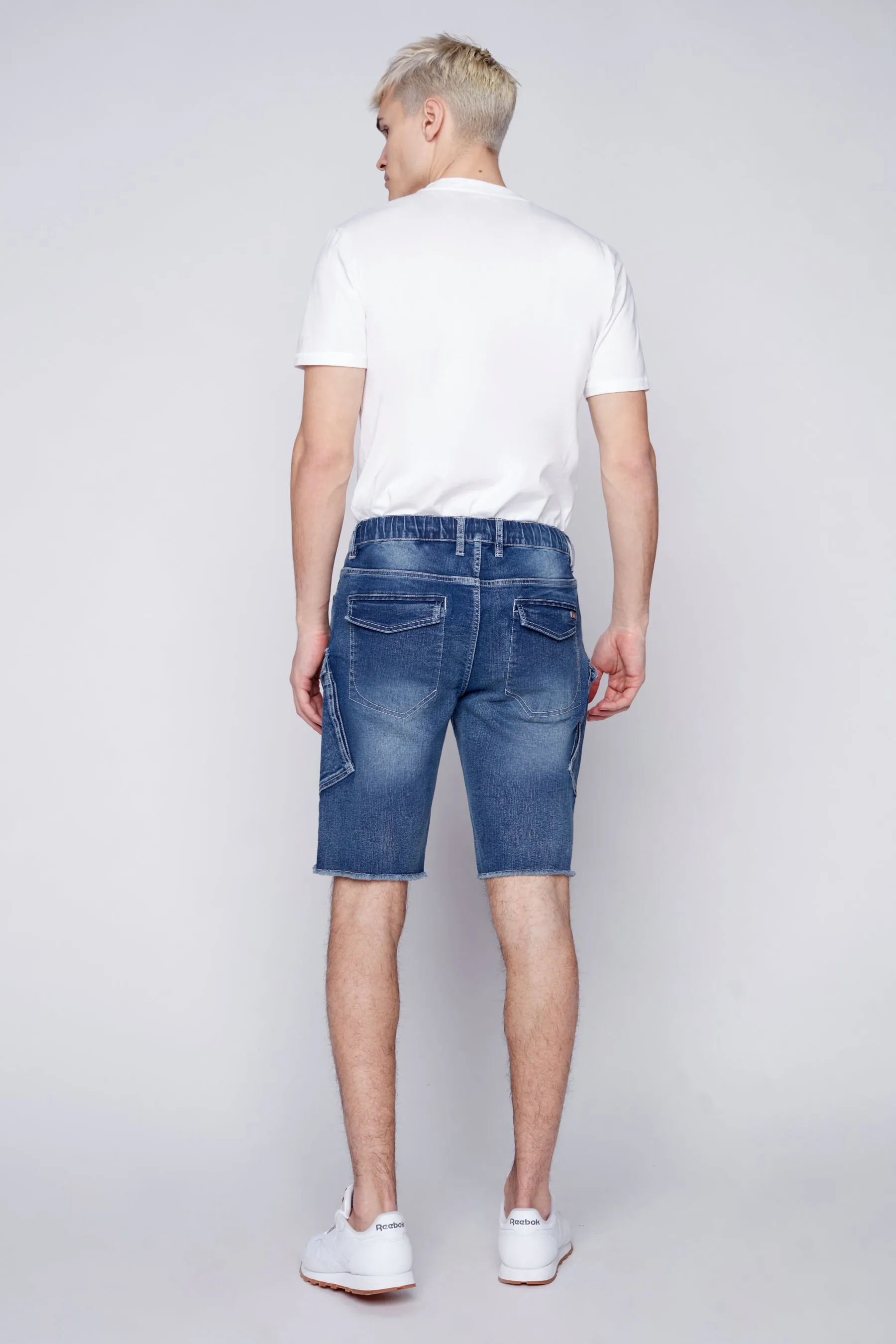 KRAVITZ - Mens Shorts With bellowed Cargo pockets - Vintage Light Blue Wash