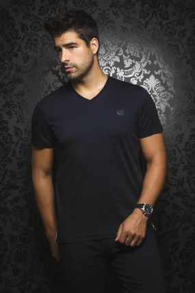 Au Noir Stretch Short-Sleeve Shirt | T-Shirt V-Neck - Michael Navy