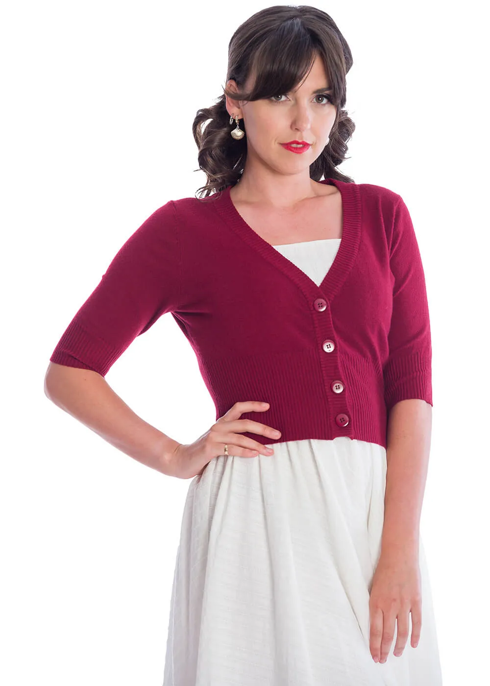 Banned Overload 50's Cardigan Dark Red