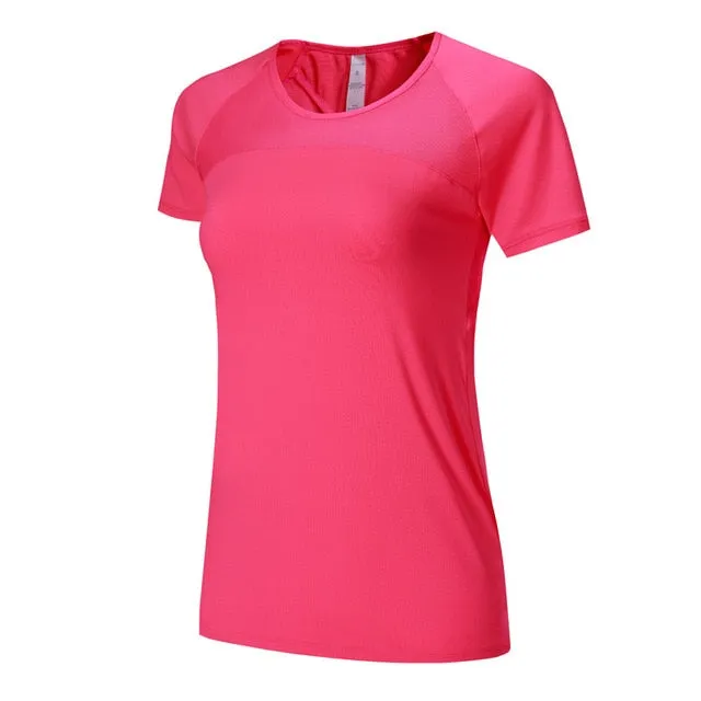 Yoga Mesh Shirts Quick dry Fitness Sports Gym Clothes Female Running Short Sleeve Sexy Hollow Back Female Sport T Shirt Running