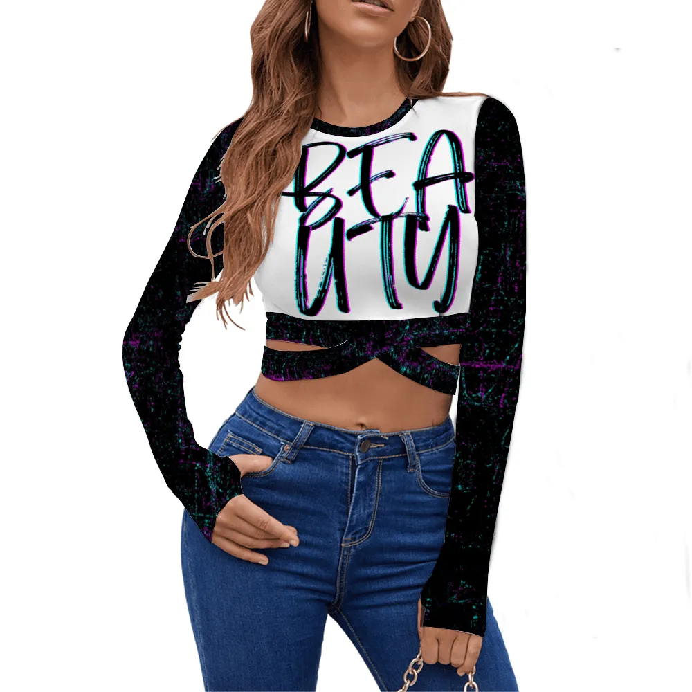 Beauty Women's Strappy Long Sleeve Cropped Top