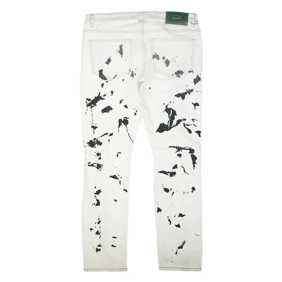 Salas Prem Distressed Stretch Splatter Denim (White) /C2