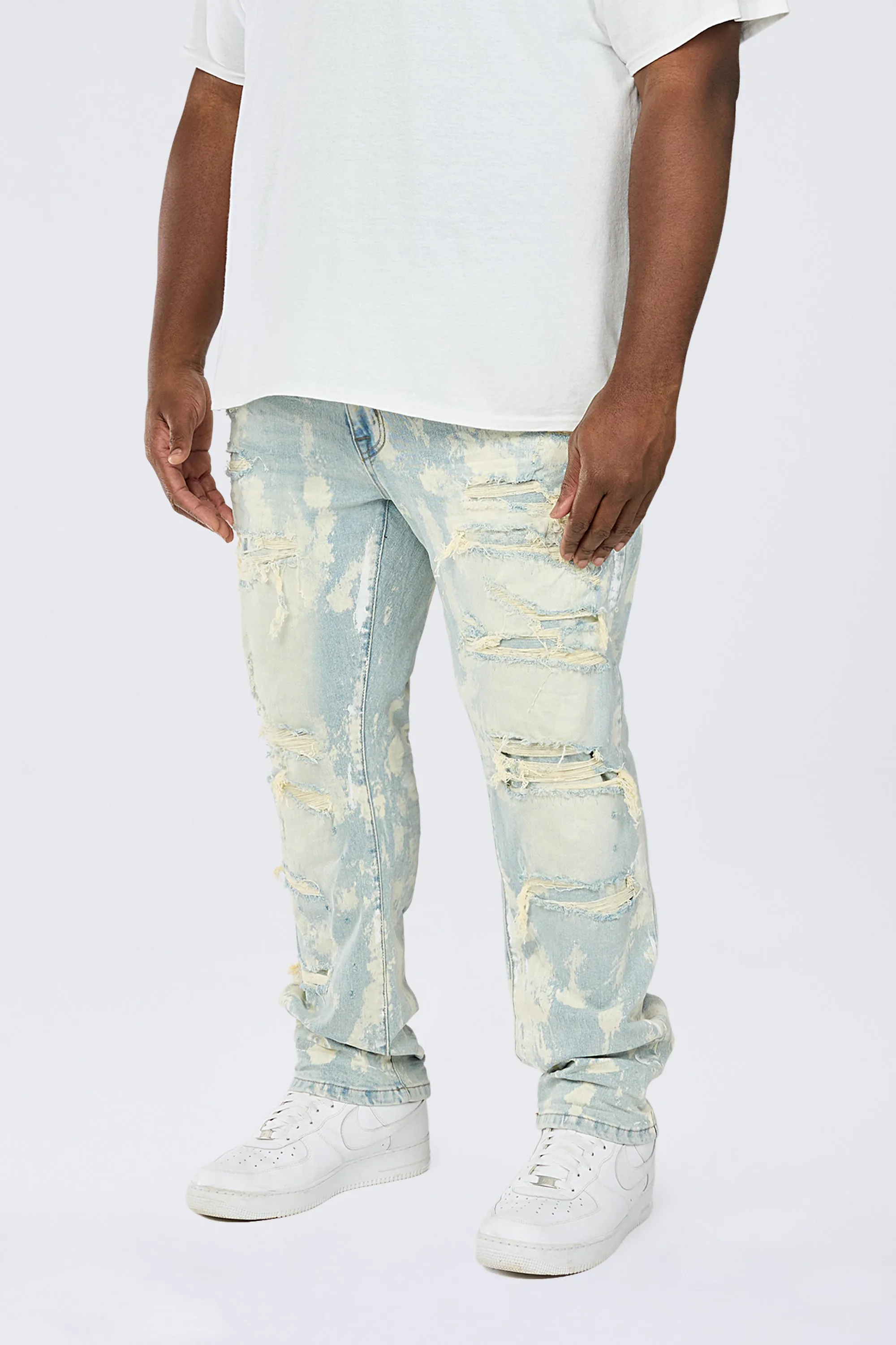 Big and Tall - Wash Heavy Rip & Repair Jeans - Seville Blue