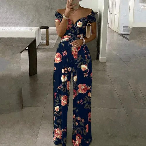 Floral Print Jumpsuit Wide Leg