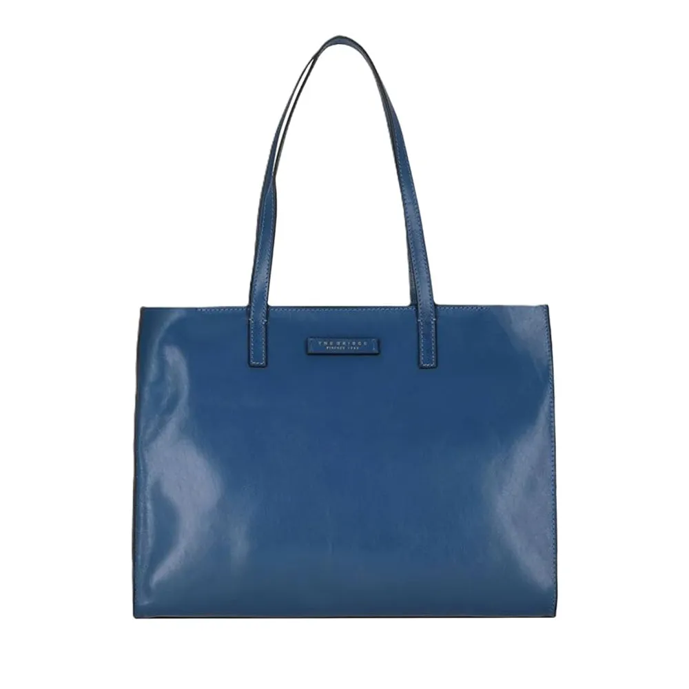 Borsa Donna Shopper THE BRIDGE Linea Mirra in Pelle Blu Jeans