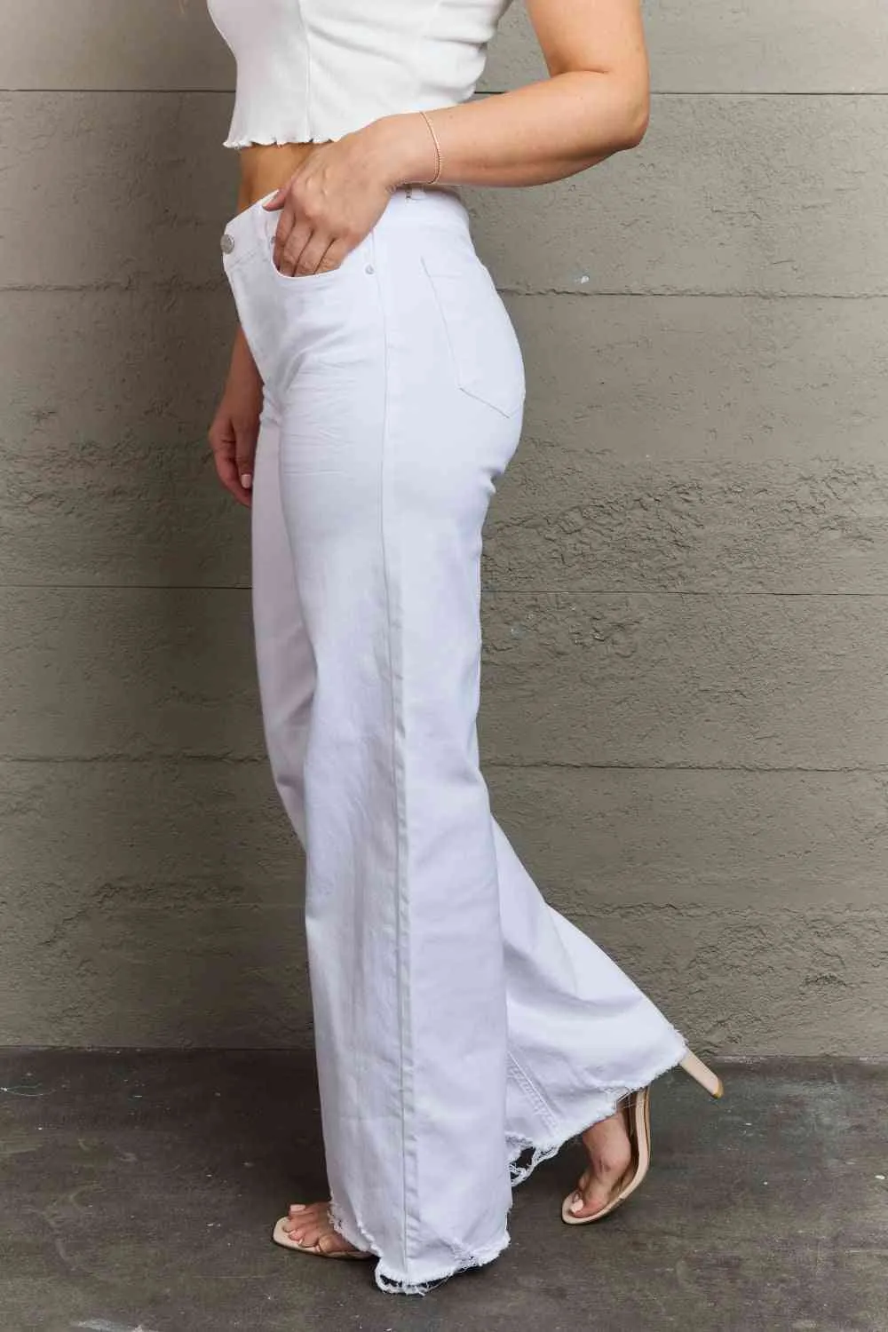 Waist Wide Leg Jeans in White