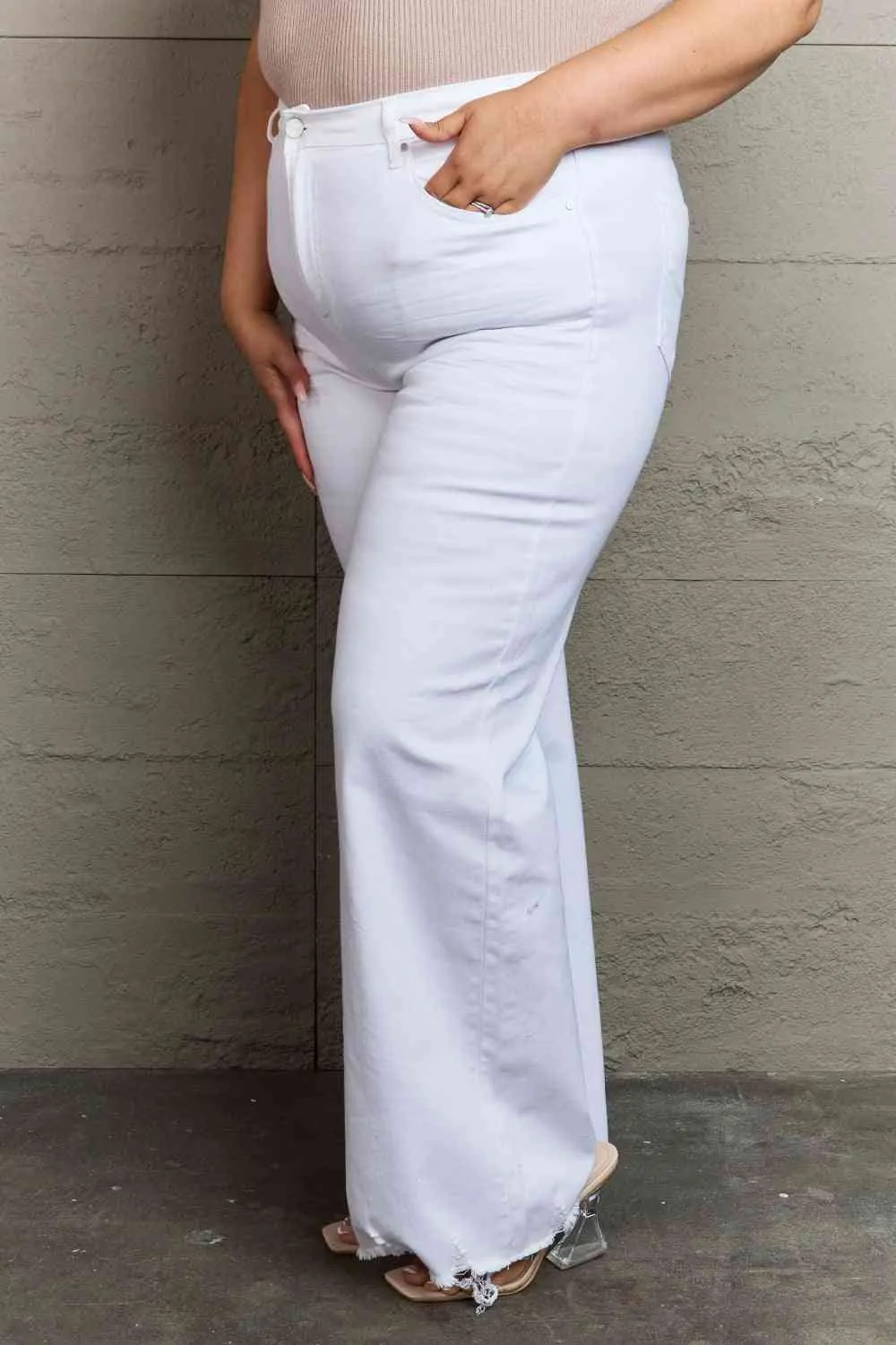 Waist Wide Leg Jeans in White