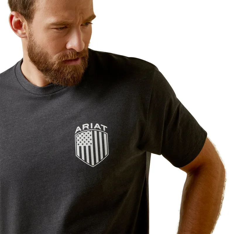 'Ariat' Men's Patriot Badge T-Shirt - Charcoal Heather