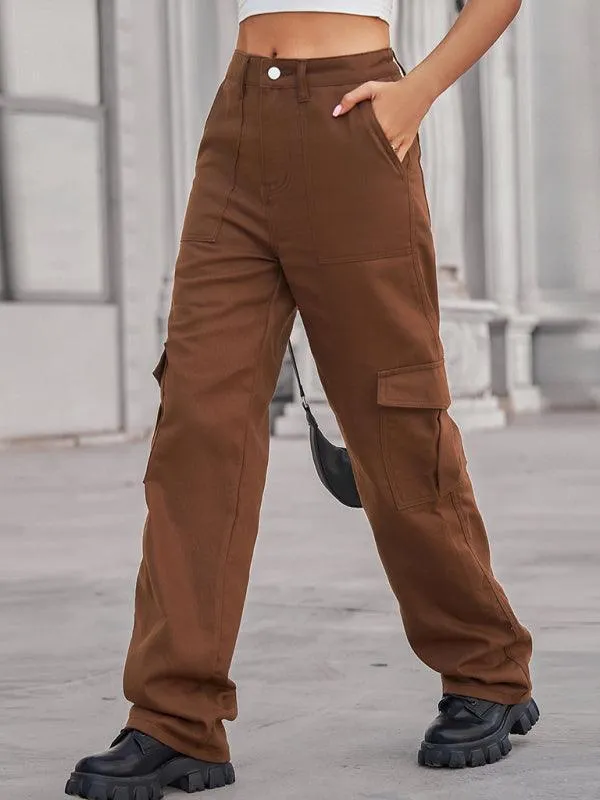 Women Solid Twill Cargo Pants