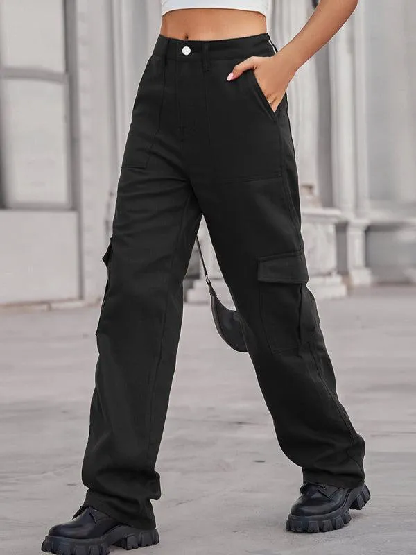 Women Solid Twill Cargo Pants