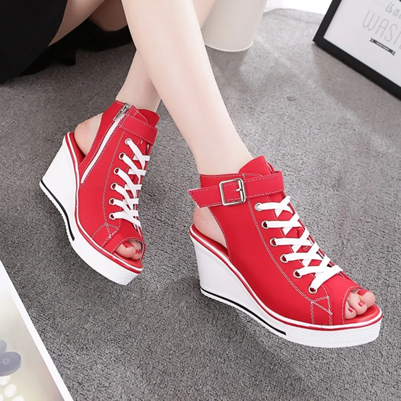 Cool Girl Open Toe Sneaker Wedges AD12000