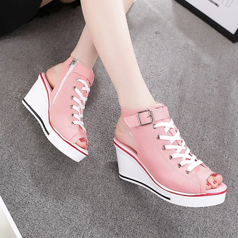 Cool Girl Open Toe Sneaker Wedges AD12000