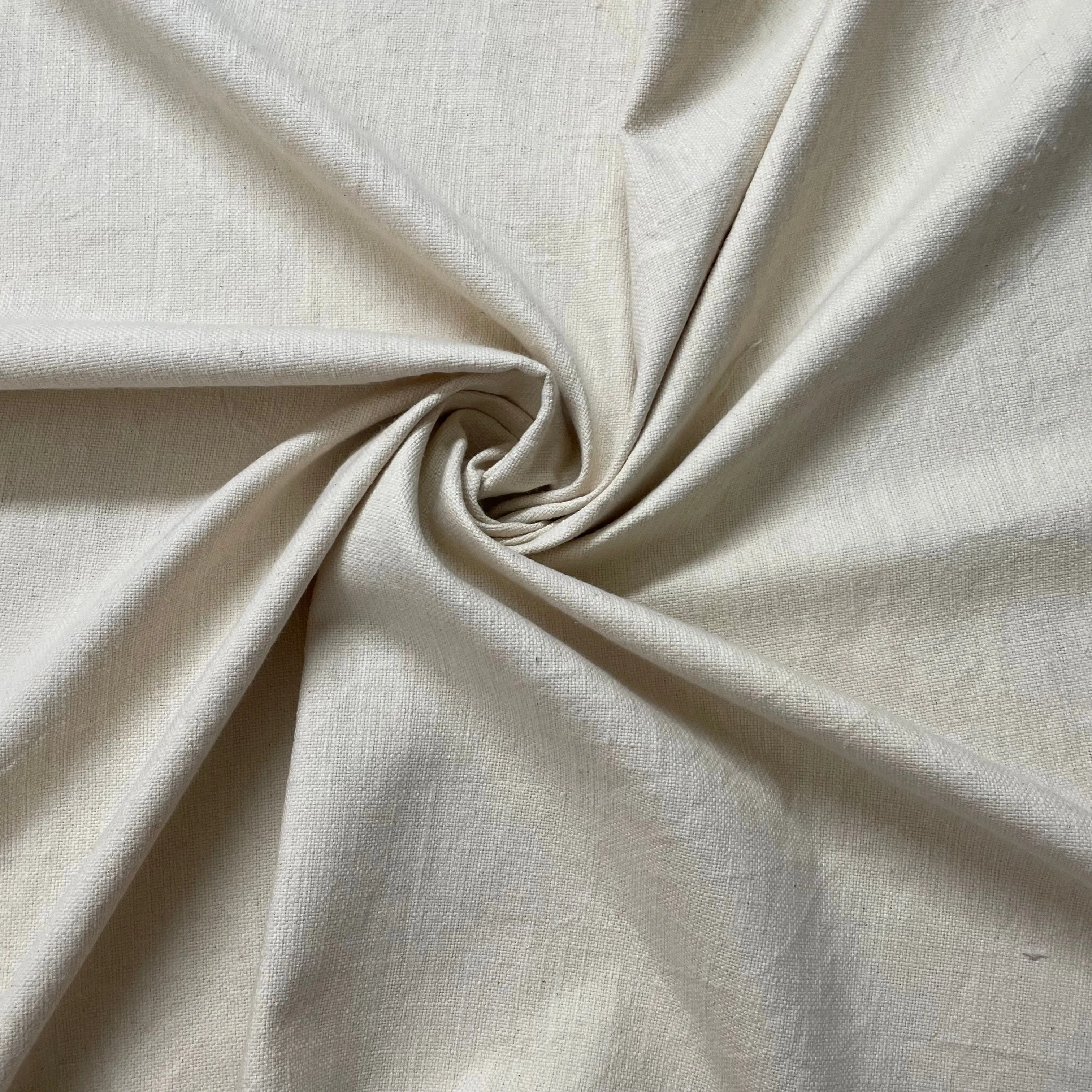 Cream Solid Slub Fabric