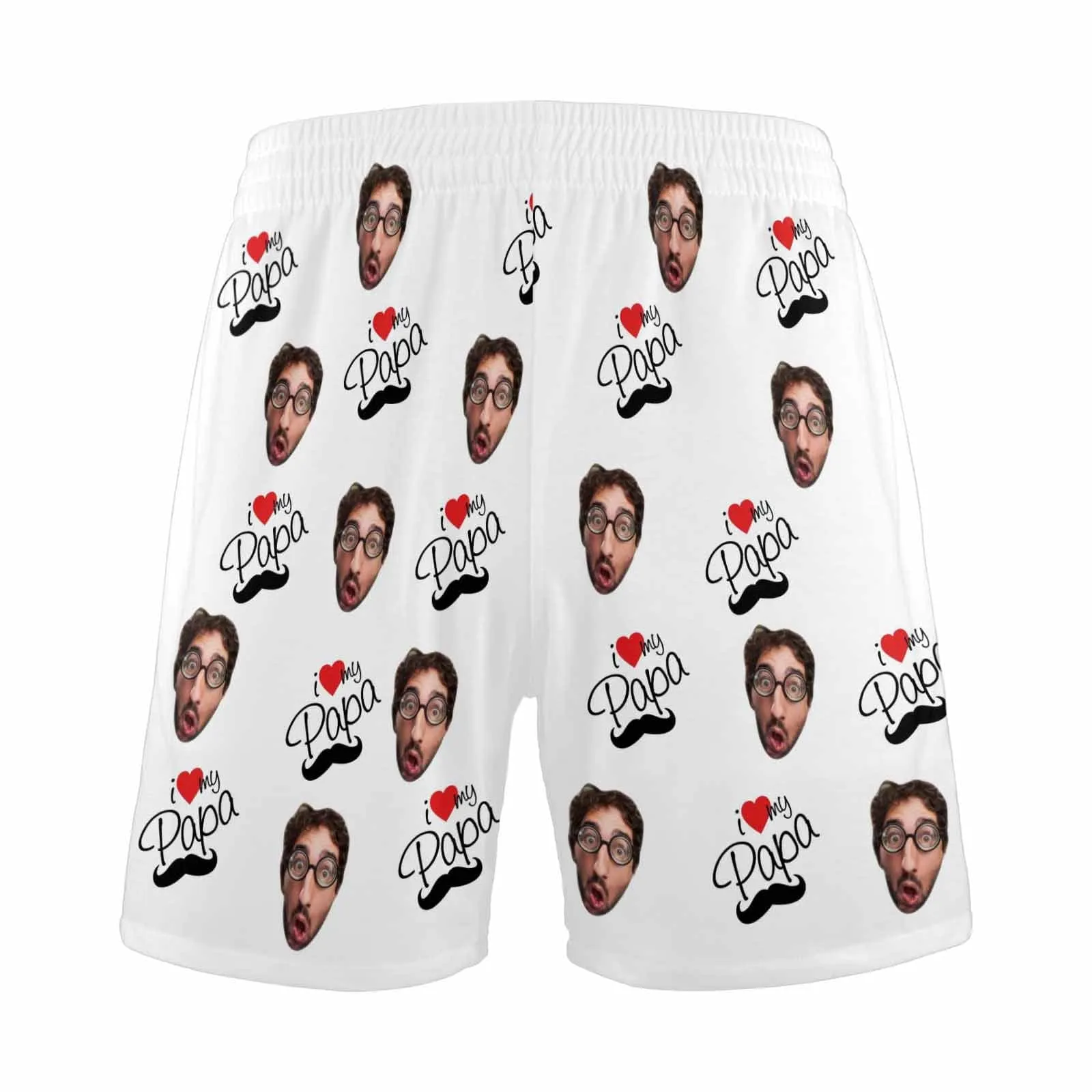 Custom Face Men's Pajama Shorts Personalized Love Papa Sleepwear Shorts