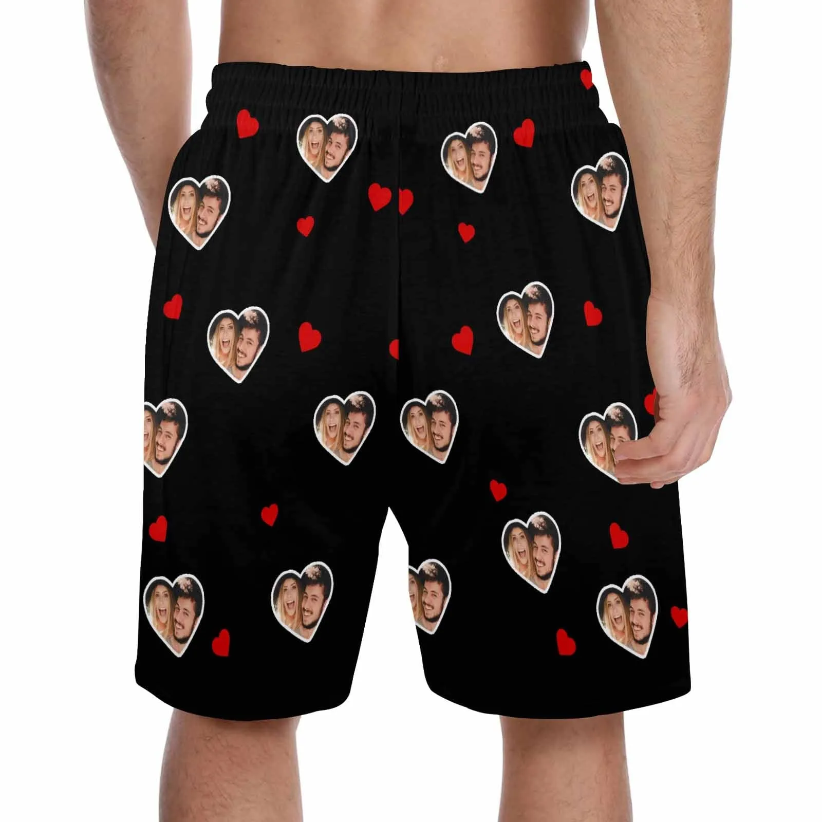 Custom Face Men's Pajama Shorts Personalized Love Sleepwear Shorts