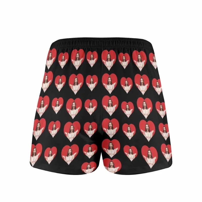 Custom Photo Love Heart Multicolor Boxer Shorts Pure Cotton Shorts for Men