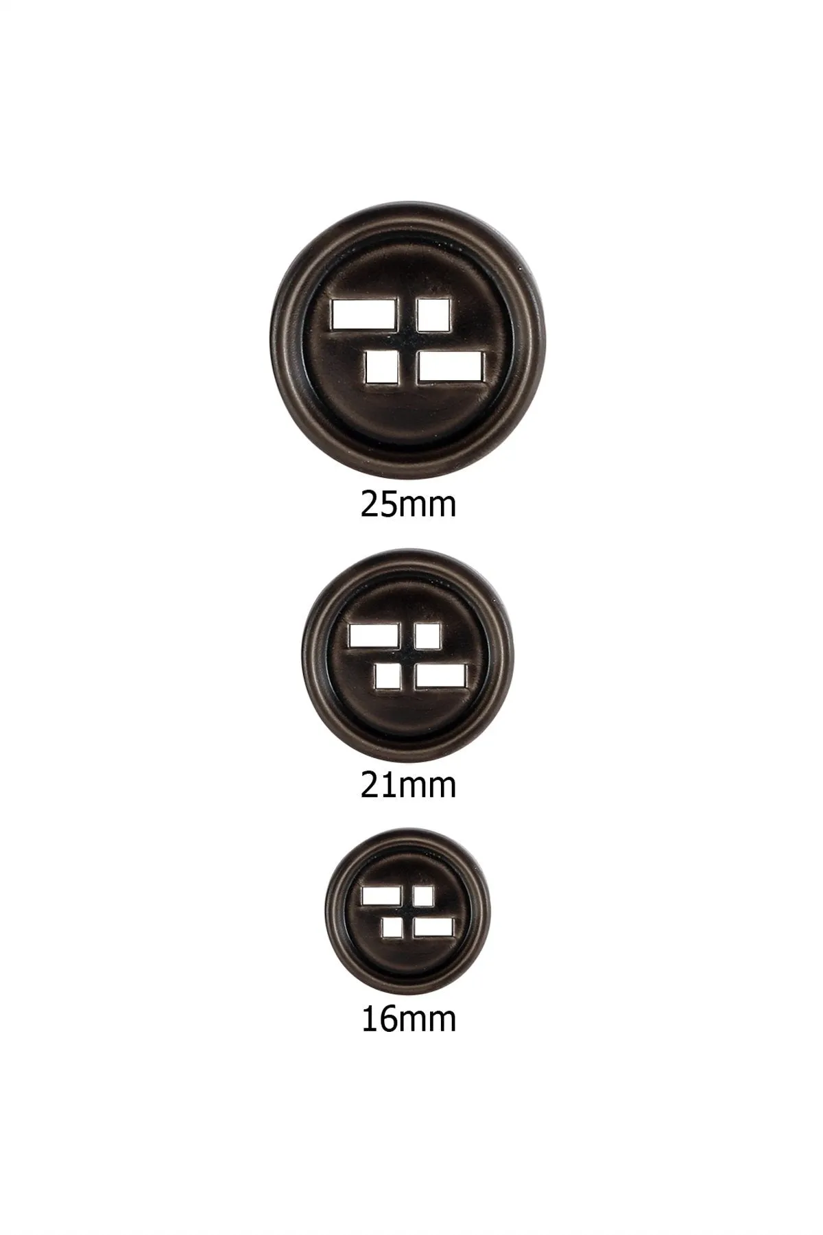 Dark Brown Shaded Round Shape 4-Hole ABS Button