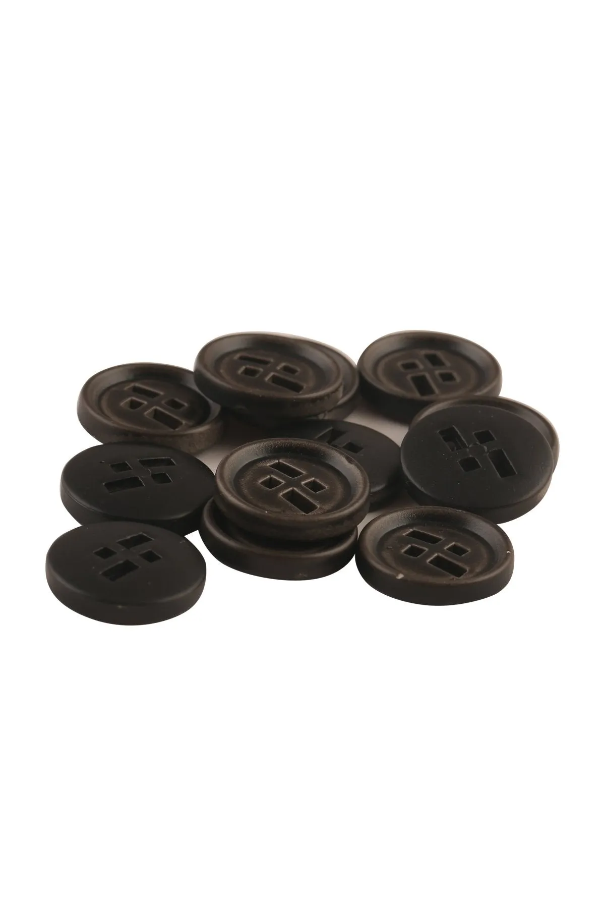 Dark Brown Shaded Round Shape 4-Hole ABS Button