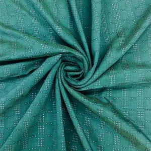 Dark Green Embroidery Chanderi Fabric