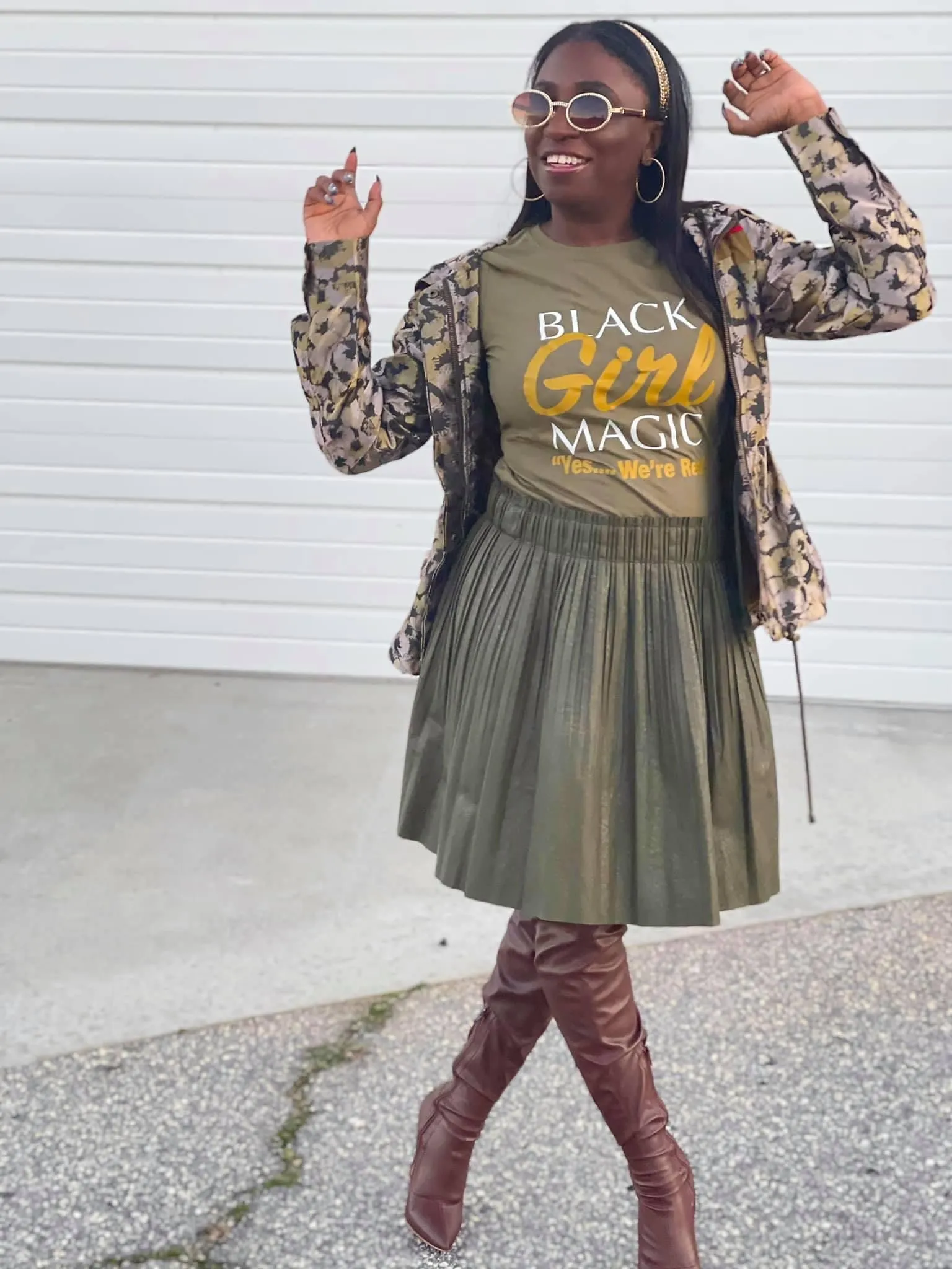 BLM - Black Girl Magic Shirt - Military Green