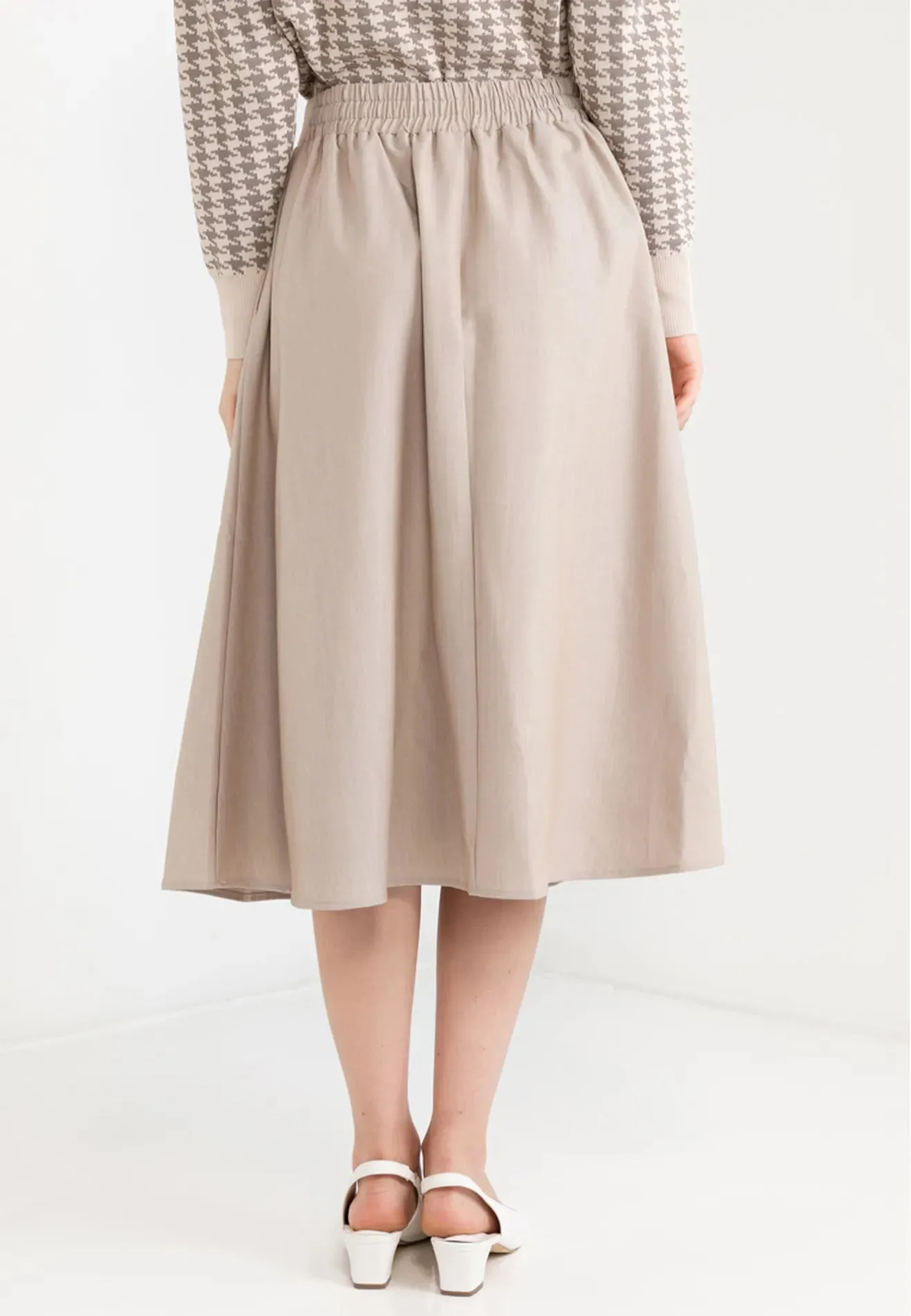 Logo Belted Pleated Midi Skirt