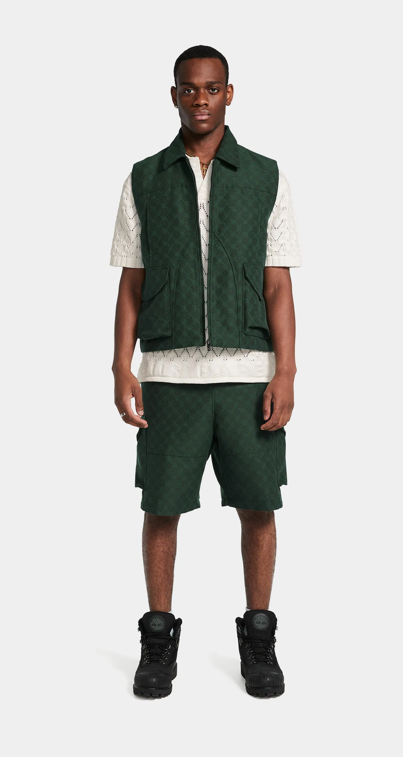 Pine Green Benji Monogram Cargo Shorts