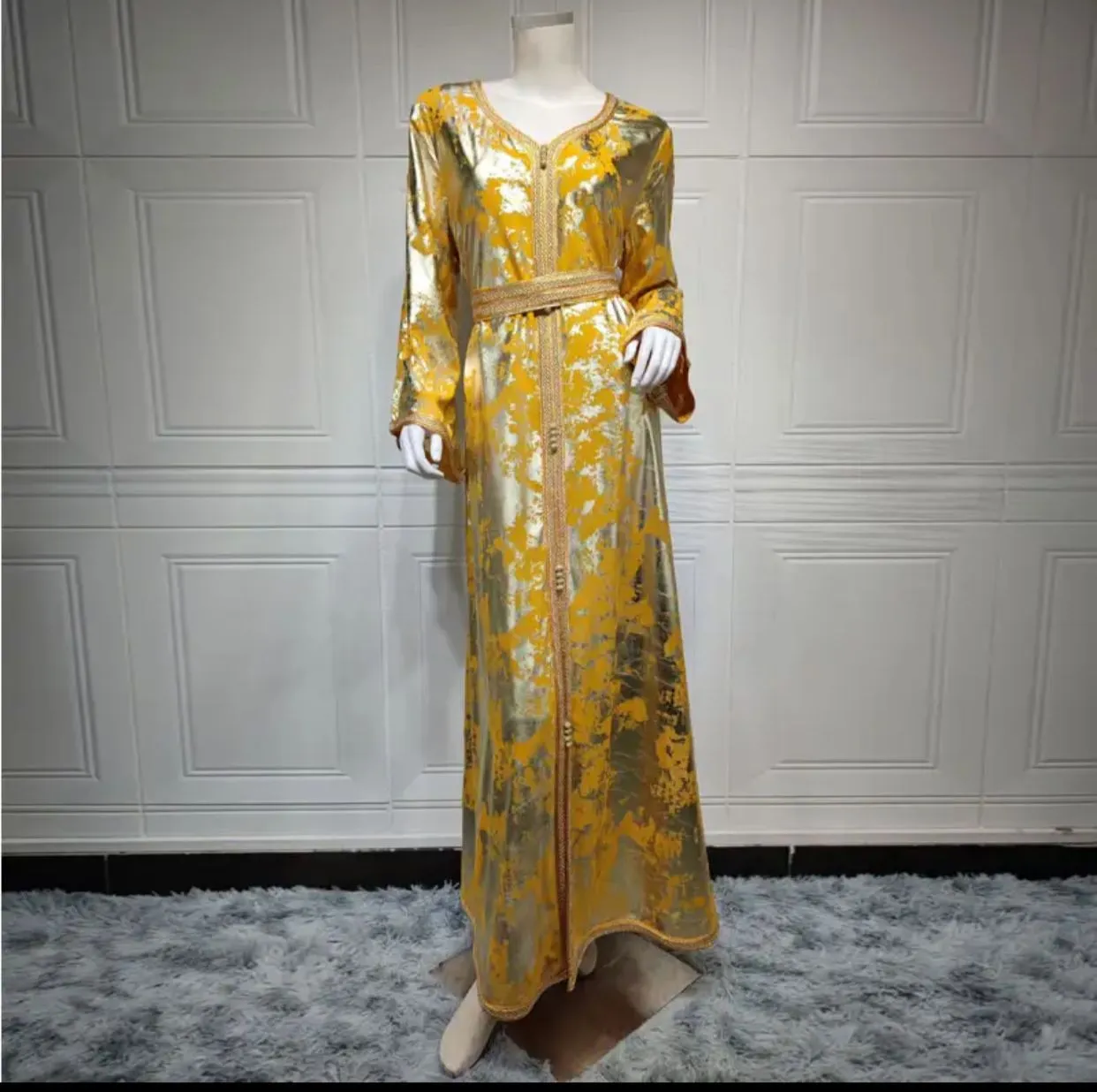 Gold Chiffon Abaya Dress Women S S4538201