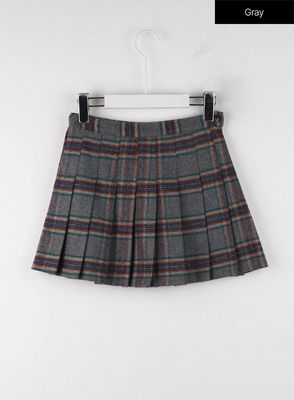 Mid Waist Pleated Check Zip Mini Skirt OJ302