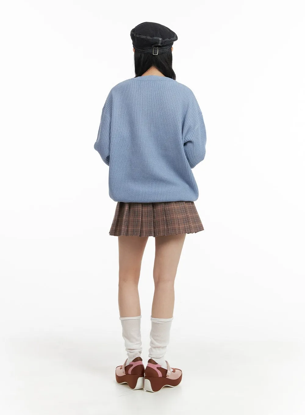 Check Pleated Mini Skirt OM408