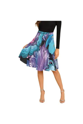 Floral Midnight Melete Pleated Midi Skirt