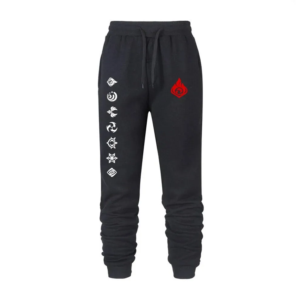 Game Genshin Impact Print Sweatpants for Men Women Warm Fleece Lined Pants Casual Trousers Athletic Running Joggers Sportswear