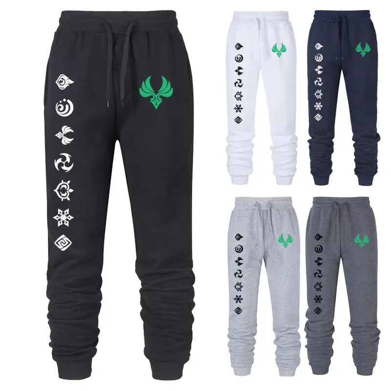 Game Genshin Impact Print Sweatpants for Men Women Warm Fleece Lined Pants Casual Trousers Athletic Running Joggers Sportswear