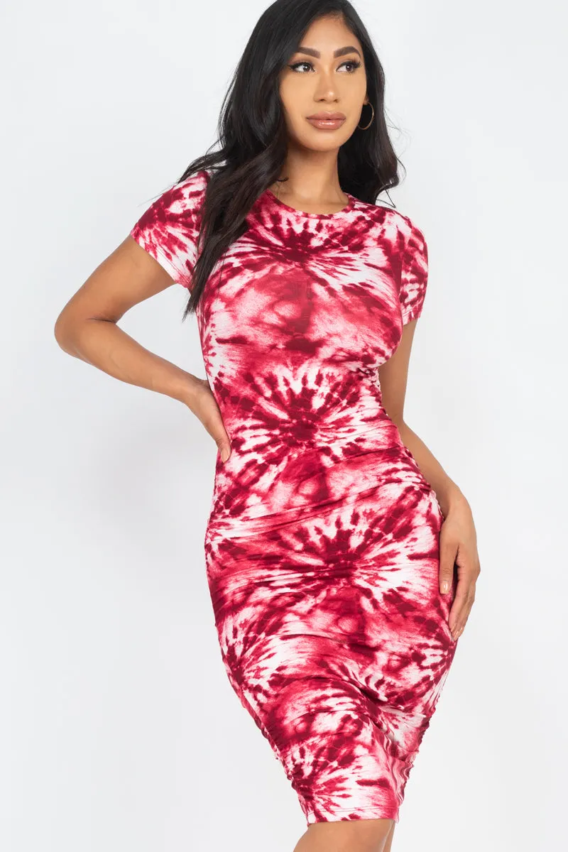 Tie-Dye Ruched Bodycon Dress