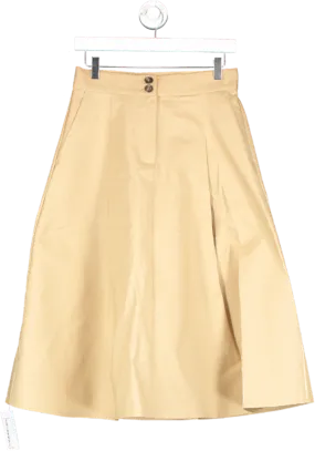 Goelia Beige Pleated A-line Women Half Skirt UK 10