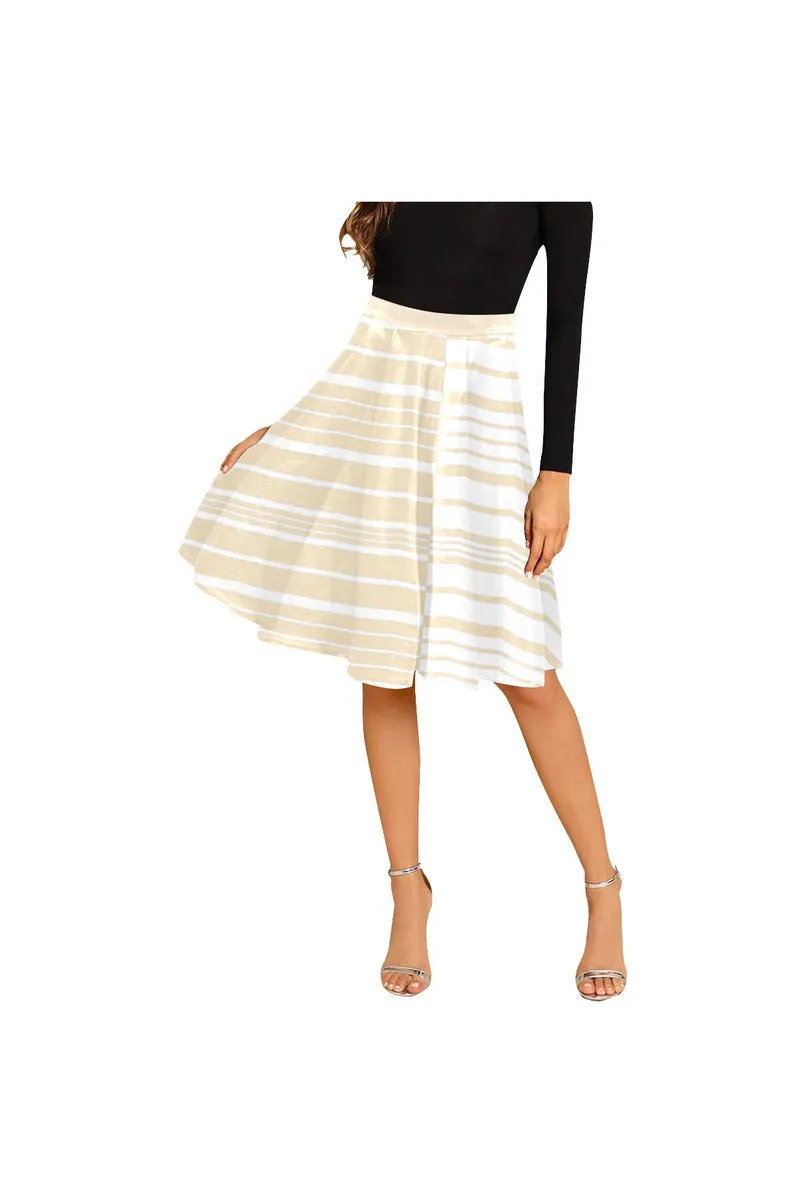 Striped  Melete Pleated Midi Skirt