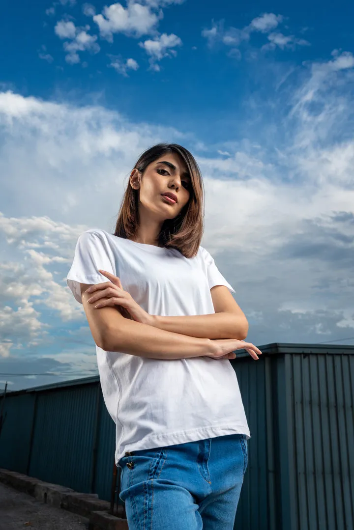 WHITE COTTON T-SHIRT